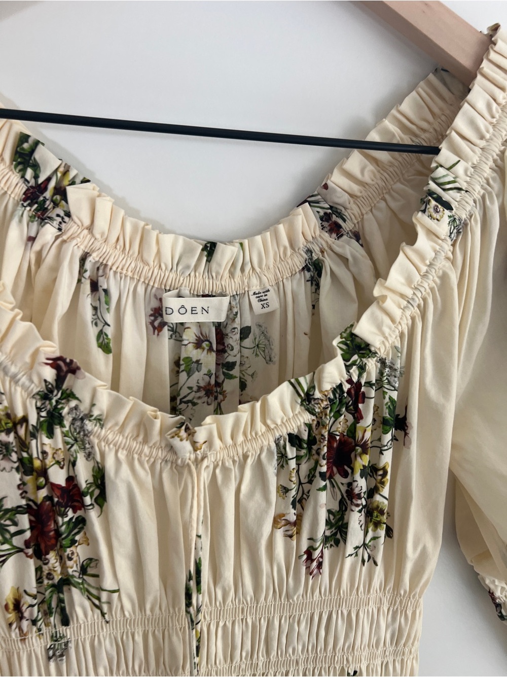 Doen Kaira Dress XS Flawless Cream Floral Smocked Midi Dress - Picture 3 of 14